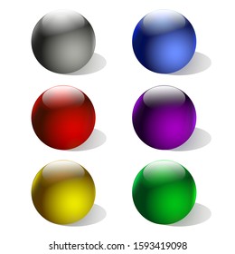 Transparent balls of different colors
