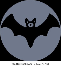 Transparent Bat Halloween on circle background, vector illustration