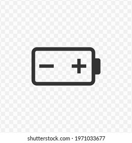 Transparent battery icon png, vector illustration of an battery icon in dark color and transparent background(png)