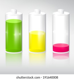Transparent Battery Life Icon Set Isolated on Grey Background 