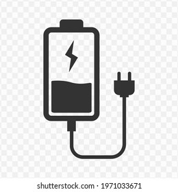 Transparent battery and plug icon png, vector illustration of an battery and plug icon in dark color and transparent background(png)