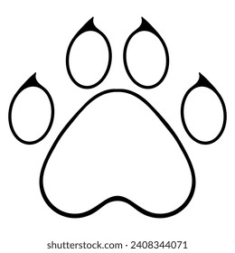 Transparent bear paw line icon. Claws, beast, trail, animal, leg, tail, fur, pads. Vector icon for business and advertising