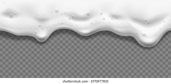 Transparent beer foam. Drink beers foamed background, liquid white foaming vector texture, sea beach or laundry foamy texture