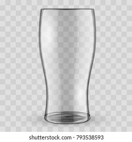 Transparent Beer glass vector illustration. Vector transparent beer mug. Realistic 3d beer glass isolated vector illustration