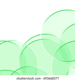 Transparent big green bubbles on white background, vector illustration