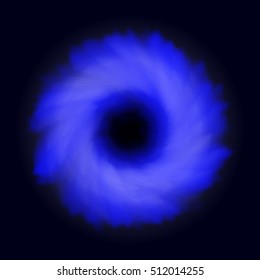 Transparent black hole light effect. Space vortex vector. Blue abstract background. Design of blue magic portal isolated.