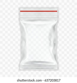 Transparent Blank Filled Plastic Bag With Ziplock. EPS10 Vector