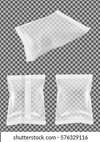Transparent blank foil food snack pack for chips, candy and other products.