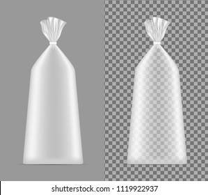 Transparent blank foil or paper packaging. Sachet for bread, coffee, sweets, cookies and gift.
