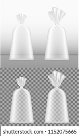 Transparent blank foil or paper packaging. Sachet for bread, coffee, sweets, cookies and gift.