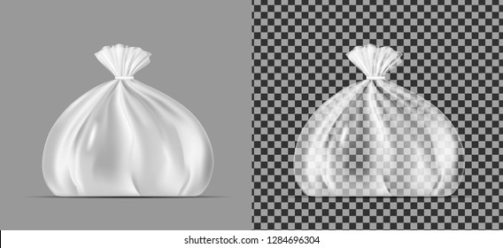 Transparent blank foil or paper packaging. Sachet for bread, coffee, sweets, cookies and gift.