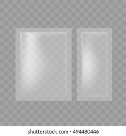 Embalaje De Bolsas De Aceite En Blanco Transparente Para La Sal, El Azúcar Y El Sobre. Vector EPS10
