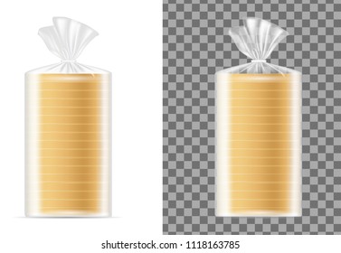 Transparent blank packaging with white bread.