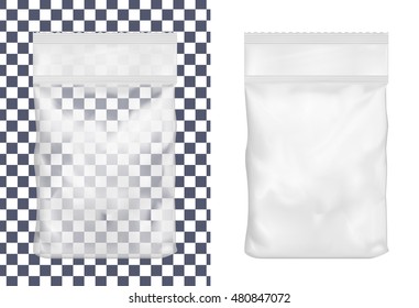 Transparent blank plastic or paper washing powder packaging.