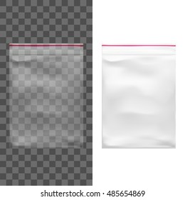 Transparent Blank Plastic Pocket Bag. EPS10 Vector