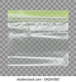 Transparent Blank Plastic Pocket Bag With Ziplock. EPS10 Vector