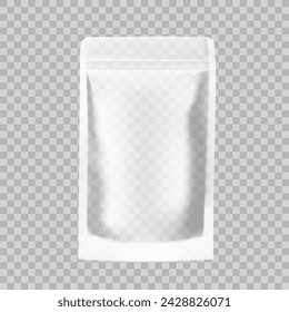 Transparent Blank Pouch With Zipper. Pack For Sauce, Mayonnaise Or Ketchup. EPS10 Vector