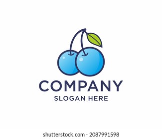 transparent blue berries emblem. Organic food emblem. Beautiful blue berries with letters in a circle.