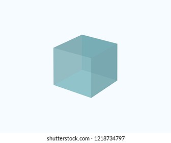 A transparent blue block on light background for logo vector illustration