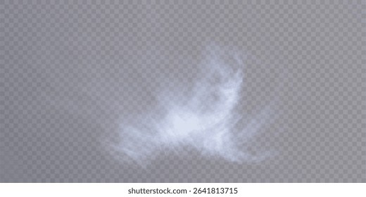 Transparent blue cloud of steam or smoke with soft dispersion on transparent background. Fog or steam effect for overlays and illustrations