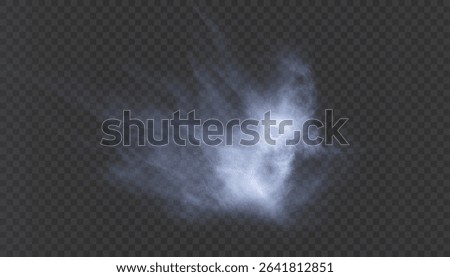Transparent blue cloud of steam or smoke with soft dispersion on transparent background. Fog or steam effect for overlays and illustrations