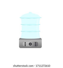 transparent blue double boiler with round buttons