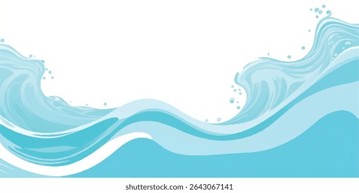 Transparent Blue Green Water Wave PNG – Fun Cartoon Ocean Splash Clipart for Kids and Travel Themes