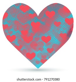 Transparent blue heart in which the hearts swim. Valentine's Day - vector