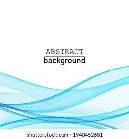 Transparent blue horizontal lines wave design on white background