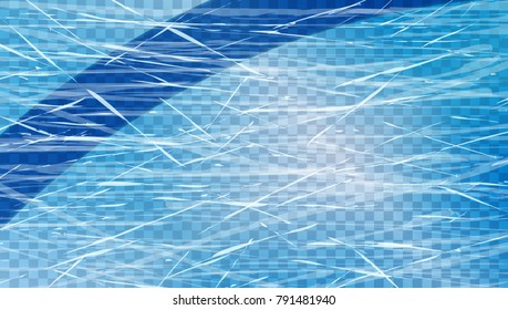 Transparent Blue Ice Texture. Winter Games Rink Top View. EPS10 Vector