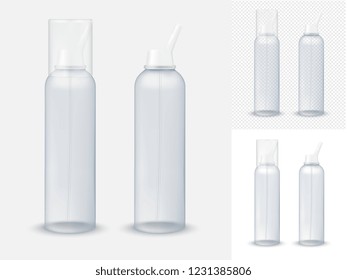 Transparent blue plastic bottle with pump dispenser.
