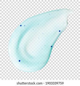 Transparent blue scrub smear realistic vector illustration isolated. Skincare cosmetic product swatch