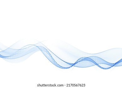 Transparent blue smooth wave. Abstract flow of wavy blue lines.