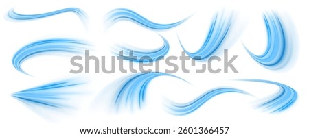 Transparent blue sparkling light line element. Digital image of light rays. Blue neon lines on white transparent background in PNG format.