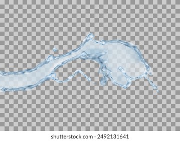 Corriente azul transparente sobre un fondo blanco. Ilustración vectorial