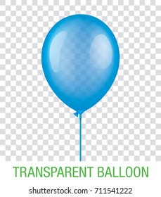 Transparent blue vector balloon on a plastic stick, isolated on background. Realistic balloon illustration for party, celebration, festival, birthday or branding design decoration.