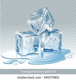 Transparent  Blue Vector Ice Cube And Water Drops