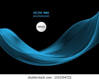 Transparent blue wave on dark background. Background for website design, leaflets, brochures.