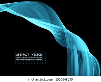 Transparent blue wave on dark background. Background for website design, leaflets, brochures.