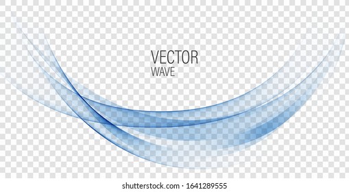 
Transparent blue wave stream. Background of smoke or water waves. Vector abstract design element.