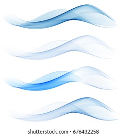 Transparent blue waves.Set of vector waves.Abstract background wave.