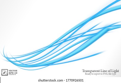 Transparent blue wavy line, ready export to PNG file, isolated and easy to edit. Vector Illustration