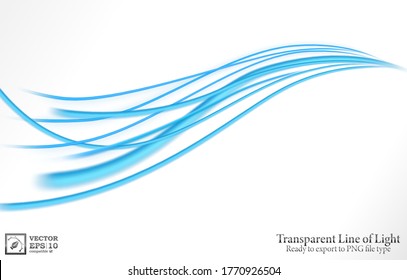 Transparent blue wavy line, ready export to PNG file, isolated and easy to edit. Vector Illustration