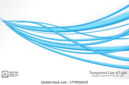 Transparent blue wavy line, ready export to PNG file, isolated and easy to edit. Vector Illustration