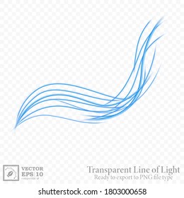 Transparent blue wavy line, ready export to PNG file, isolated and easy to edit. Vector Illustration