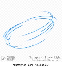 Transparent blue wavy line, ready export to PNG file, isolated and easy to edit. Vector Illustration