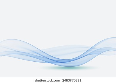 Líneas onduladas azules transparentes, onda abstracta de humo azul.