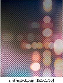 Transparent bokeh background. Vector illustration