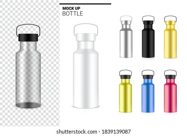 Transparent Bottle 3D Mock up Realistic Plastic Shaker in Vector for Water and Drink. Bicycle and Sport Concept Design. 