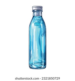 Transparent bottle of fresh purified water over white